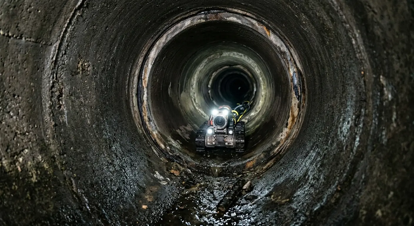 Robotic sewer camera inspecting pipe interior for Drain Snake Service in Ridgeway
